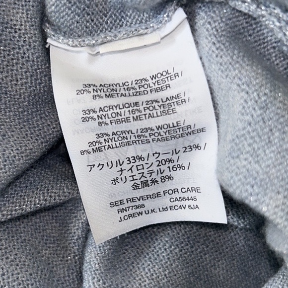 J. Crew Lurex Shimmer Metallic Baby Blue Knit Surplice Wrap Sweater Top - S - Picture 12 of 14